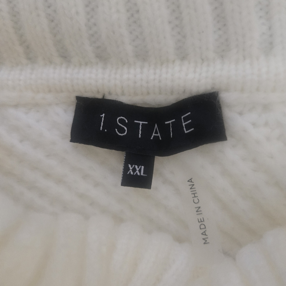 1.STATE Back Cutout Cream Turtleneck Raglan Sleeves Sweater Women's Size XXL NWT - Picture 6 of 6